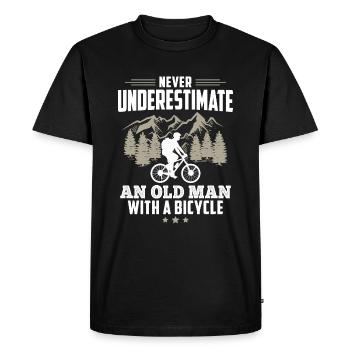 Never Underestimate An Old Man With A Bicycle - Männer Premium Bio T-Shirt - Schwarz - Vorne - Nico (187cm)