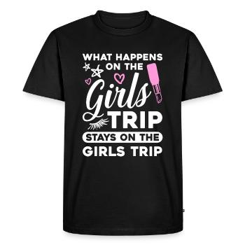 Que se passe-t-il lors du voyage entre filles sur ... - T-shirt Premium bio Homme - noir - Devant - Nico (187cm)