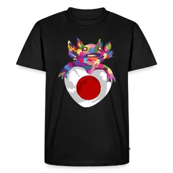Drapeau du Japon utilisé Look Nihon Drapeau japonais - T-shirt Premium bio Homme - noir - Devant - Nico (187cm)