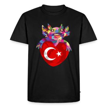 Drapeau de Turquie Utilisé Look Drapeau Turc Vintage - T-shirt Premium bio Homme - noir - Devant - Nico (187cm)