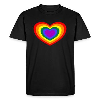 Rainbow Heart LGBTQ - Men's Premium Organic T-Shirt - black - Front - Nico (187cm)