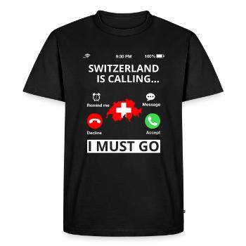 Suisse Flag Croix Vintage Occasion Look Suisse - T-shirt Premium bio Homme - noir - Devant - Nico (187cm)