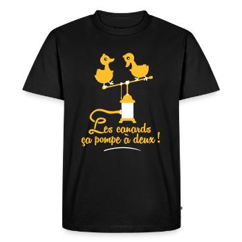 Les canards ça pompe à deux - T-shirt Premium bio Homme - noir - Devant - Nico (187cm)
