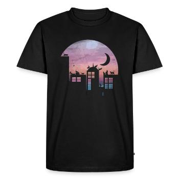 Kätzchen Katze Geschenk Katzenfreund Vollmond - Männer Premium Bio T-Shirt - Schwarz - Vorne - Nico (187cm)