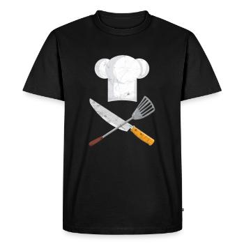 Chef Gift Chef Chef Hat Knife Frying Pan - Men's Premium Organic T-Shirt - black - Front - Nico (187cm)