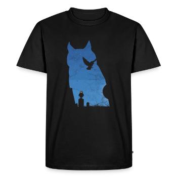 Chouette hibou chouette nuit cimetière pleine lune - T-shirt Premium bio Homme - noir - Devant - Nico (187cm)