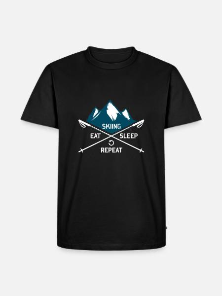Ski Eat Sleep Repeat - Herre Premium økologisk T-shirt - sort