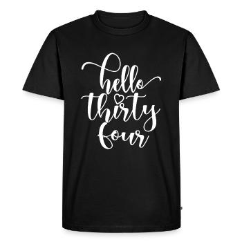 Hello Thirty Four Cute 34 Years Old Birthday - Men's Premium Organic T-Shirt - black - Front - Nico (187cm)