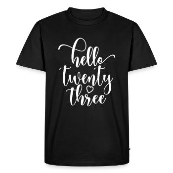 Hello Twenty Three Cute 23 Years Old Birthday - Men's Premium Organic T-Shirt - black - Front - Nico (187cm)