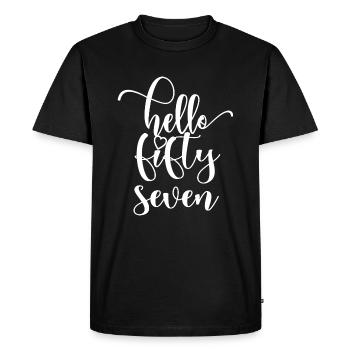 Hello Fifty Seven Cute 57 Years Old Birthday - Men's Premium Organic T-Shirt - black - Front - Nico (187cm)