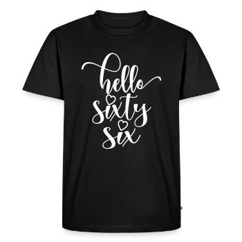 Hello Sixty Six Cute 66 Years Old Birthday - Men's Premium Organic T-Shirt - black - Front - Nico (187cm)