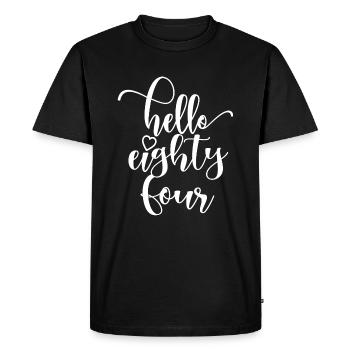 Bonjour Quatre-vingt-quatre mignons anniversaire de 84 ans - T-shirt Premium bio Homme - noir - Devant - Nico (187cm)