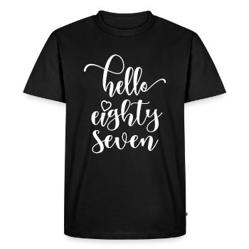 Bonjour Eighty Seven Mignon anniversaire de 87 ans - T-shirt Premium bio Homme - noir - Devant - Nico (187cm)