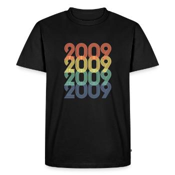 Cool Retro 2009, 14 ans, 14e anniversaire Ados - T-shirt Premium bio Homme - noir - Devant - Nico (187cm)