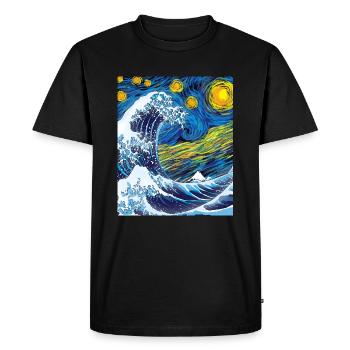 Kanagawa Waves Aesthetic Japanese Art Great Wave - Men's Premium Organic T-Shirt - black - Front - Nico (187cm)