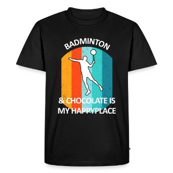 Badminton Badminton Badminton Player Chocolat - T-shirt Premium bio Homme - noir - Devant - Nico (187cm)
