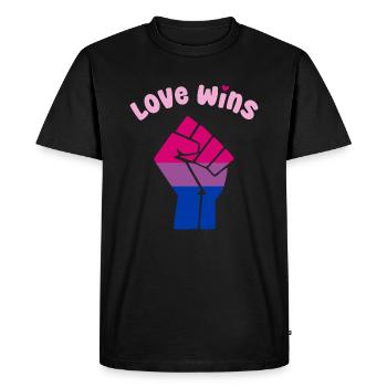 L’amour gagne le poing de la fierté bisexuelle pour l’égalité - T-shirt Premium bio Homme - noir - Devant - Nico (187cm)