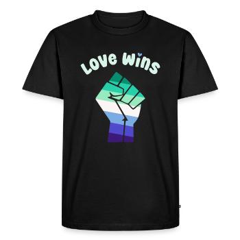 L’amour remporte la conception du poing de la Gay Pride pour l’égalité - T-shirt Premium bio Homme - noir - Devant - Nico (187cm)