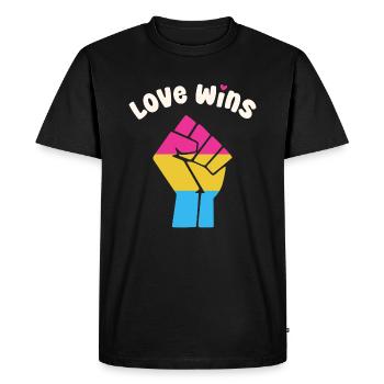 L’amour gagne le poing de la fierté pansexuelle pour l’égalité - T-shirt Premium bio Homme - noir - Devant - Nico (187cm)