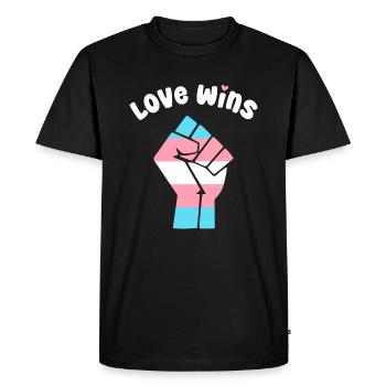 L’amour remporte la conception du poing de la fierté trans pour l’égalité - T-shirt Premium bio Homme - noir - Devant - Nico (187cm)