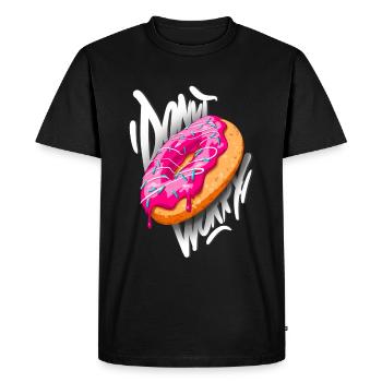 Donut Worry Be Happy - Sort l Desert l Cadeau - T-shirt Premium bio Homme - noir - Devant - Nico (187cm)