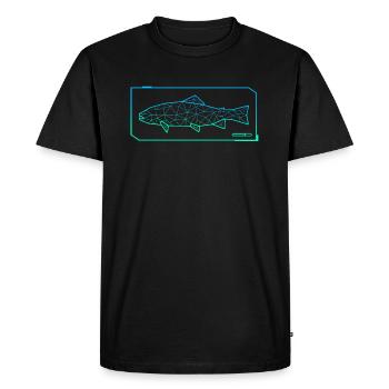 Truite Pêche Polygone Truite Pêcheur Pêcheur Pêcheur - T-shirt Premium bio Homme - noir - Devant - Nico (187cm)