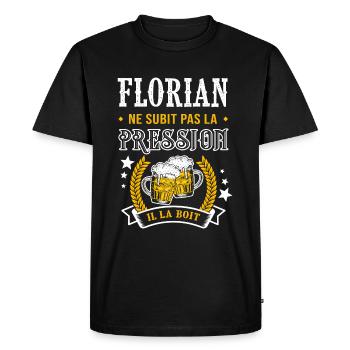 Florian bière florian cadeau florian fêtes - T-shirt Premium bio Homme - noir - Devant - Nico (187cm)