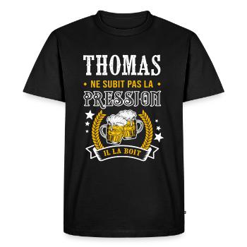 Thomas bière thomas cadeau Thomas fêtes - T-shirt Premium bio Homme - noir - Devant - Nico (187cm)