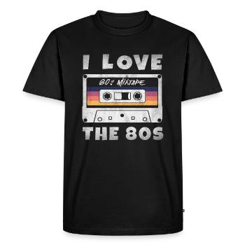 J’aime les années 80 Mixtape de cassette de musique des années 80 - T-shirt Premium bio Homme - noir - Devant - Nico (187cm)