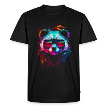 Panda hipster - T-shirt Premium bio Homme - noir - Devant - Nico (187cm)