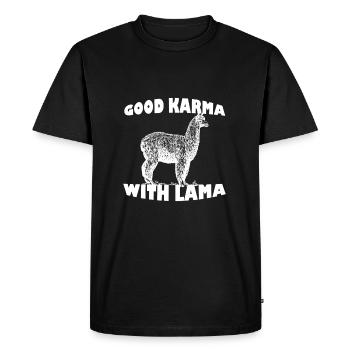 lama - Men's Premium Organic T-Shirt - black - Front - Nico (187cm)