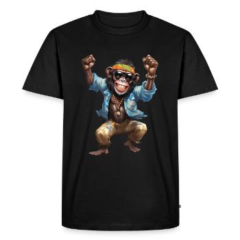 singe chimpanzé hippie fou avec des lunettes de soleil - T-shirt Premium bio Homme - noir - Devant - Nico (187cm)
