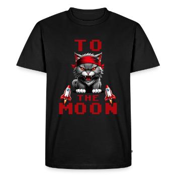 Kitty à la lune - T-shirt Premium bio Homme - noir - Devant - Nico (187cm)