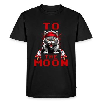 Kitty à la lune - T-shirt Premium bio Homme - noir - Devant - Nico (187cm)