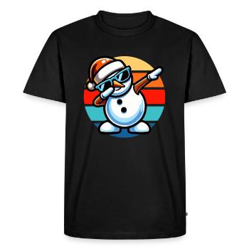 Dabbing Snowman Vintage Sunset - Men's Premium Organic T-Shirt - black - Front - Nico (187cm)