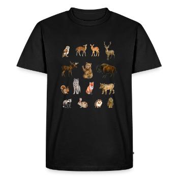 Forest Animals.T-shirt éducatif (sensoriel) - T-shirt Premium bio Homme - noir - Devant - Nico (187cm)