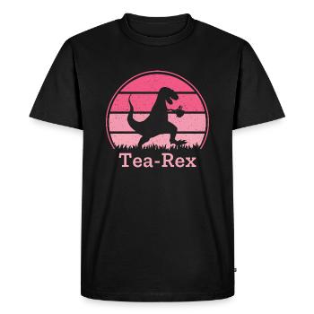 Tea-Rex Dino T-Rex dinosaure avec tasse à thé - T-shirt Premium bio Homme - noir - Devant - Nico (187cm)