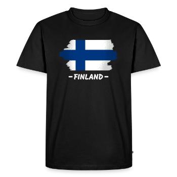 Finland Flag Suomi Finnish Flag Used Look - Men's Premium Organic T-Shirt - black - Front - Nico (187cm)