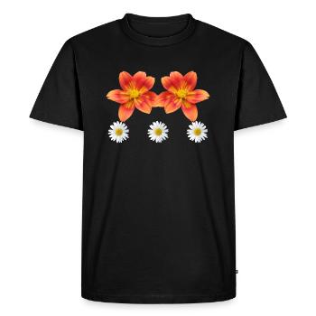 fleur d’oranger avec marguerites de fleurs marguerites - T-shirt Premium bio Homme - noir - Devant - Nico (187cm)