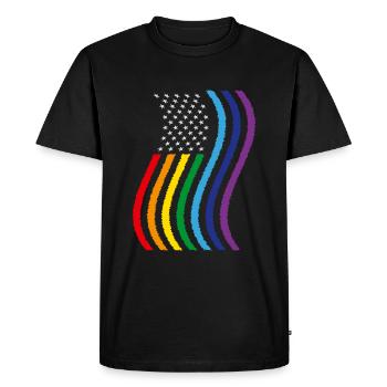 USA Rainbow Flag - Men's Premium Organic T-Shirt - black - Front - Nico (187cm)