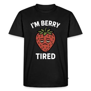 Conception de dessin animé de fraise fatiguée - T-shirt Premium bio Homme - noir - Devant - Nico (187cm)