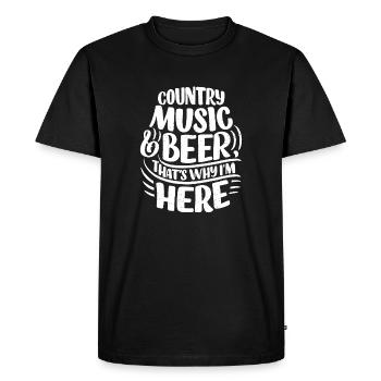 Citation Fan de Musique Country et de Bière - T-shirt Premium bio Homme - noir - Devant - Nico (187cm)