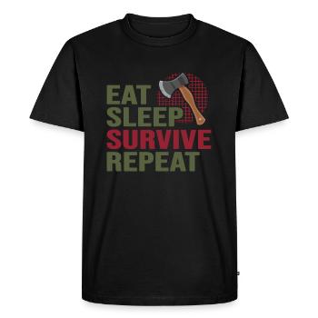 Bushcraft Survival Wild Outdoor Camp - Men's Premium Organic T-Shirt - black - Front - Nico (187cm)
