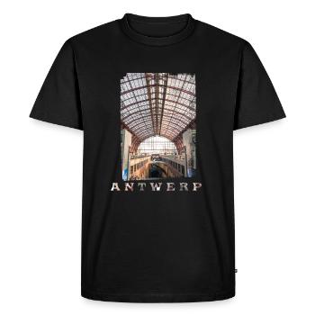 STATION CENTRALE D'ANVERS - T-shirt Premium bio Homme - noir - Devant - Nico (187cm)