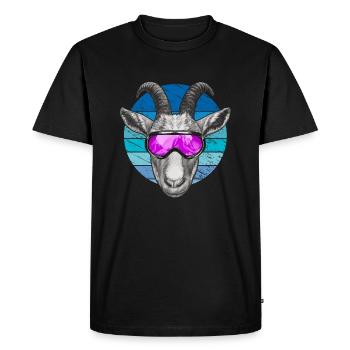 Drôle de chèvre avec des lunettes de ski - T-shirt Premium bio Homme - noir - Devant - Nico (187cm)