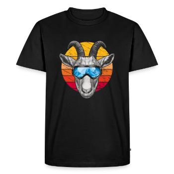 Drôle de chèvre avec des lunettes de ski - T-shirt Premium bio Homme - noir - Devant - Nico (187cm)