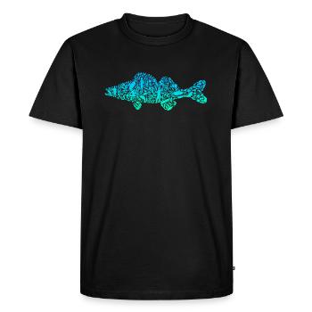 Zander Angeln Fisch farbig Raubfisch Angler - Männer Premium Bio T-Shirt - Schwarz - Vorne - Nico (187cm)
