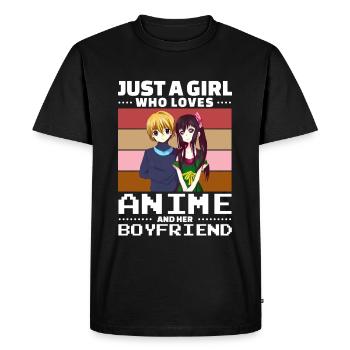 Juste une fille qui aime les animes et son petit ami - T-shirt Premium bio Homme - noir - Devant - Nico (187cm)