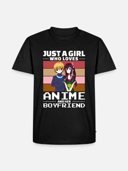 Just a Girl who loves Animes and her Boyfriend - Männer Premium Bio T-Shirt - Schwarz