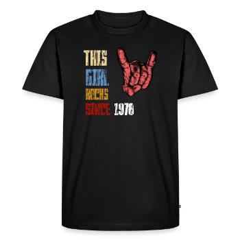 Cette fille rock depuis 1978 | Rock’n’Roll | Geschen - T-shirt Premium bio Homme - noir - Devant - Nico (187cm)